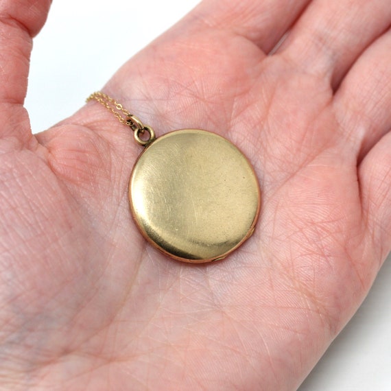Antique Blank Locket - Edwardian Gold Filled Roun… - image 9