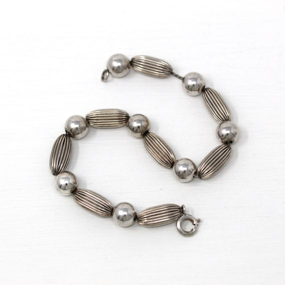 Sale - Vintage Bead Bracelet - Retro Sterling Sil… - image 5