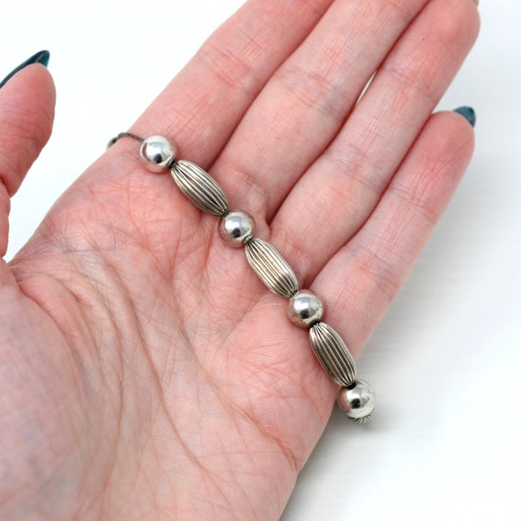 Sale - Vintage Bead Bracelet - Retro Sterling Sil… - image 4