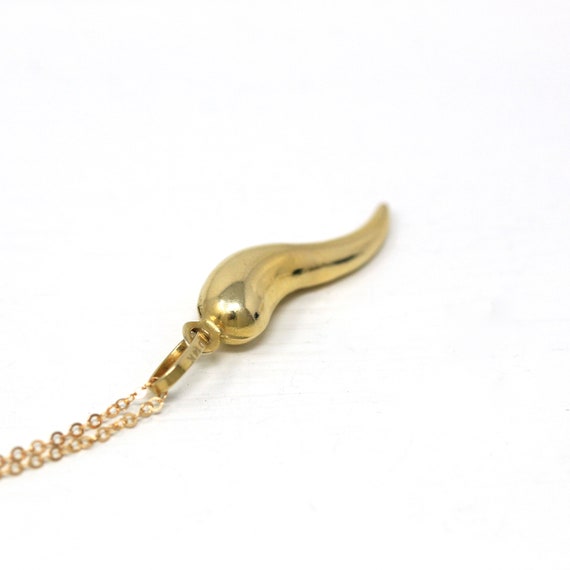 Italian Horn Charm - Retro 14k Yellow Gold Italy … - image 8