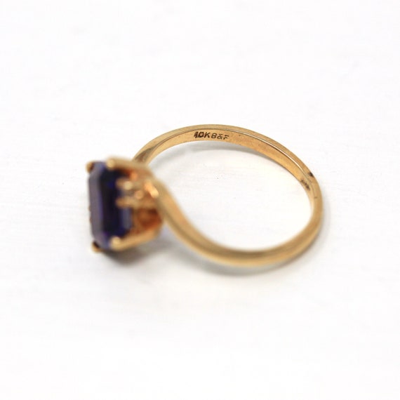 Created Sapphire Ring - Retro 10k Yellow Gold Pur… - image 8