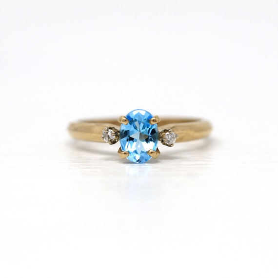 Sale - Blue Topaz Ring - Modern 14k Yellow Gold G… - image 3