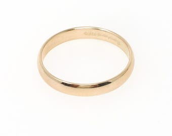 Vigselring i guld - Modern 14k gult guld 3,4 mm halvrund ring - Herrgård cirka 2000-talet storlek 9 1/2 unisex fina benchmark brudsmycken