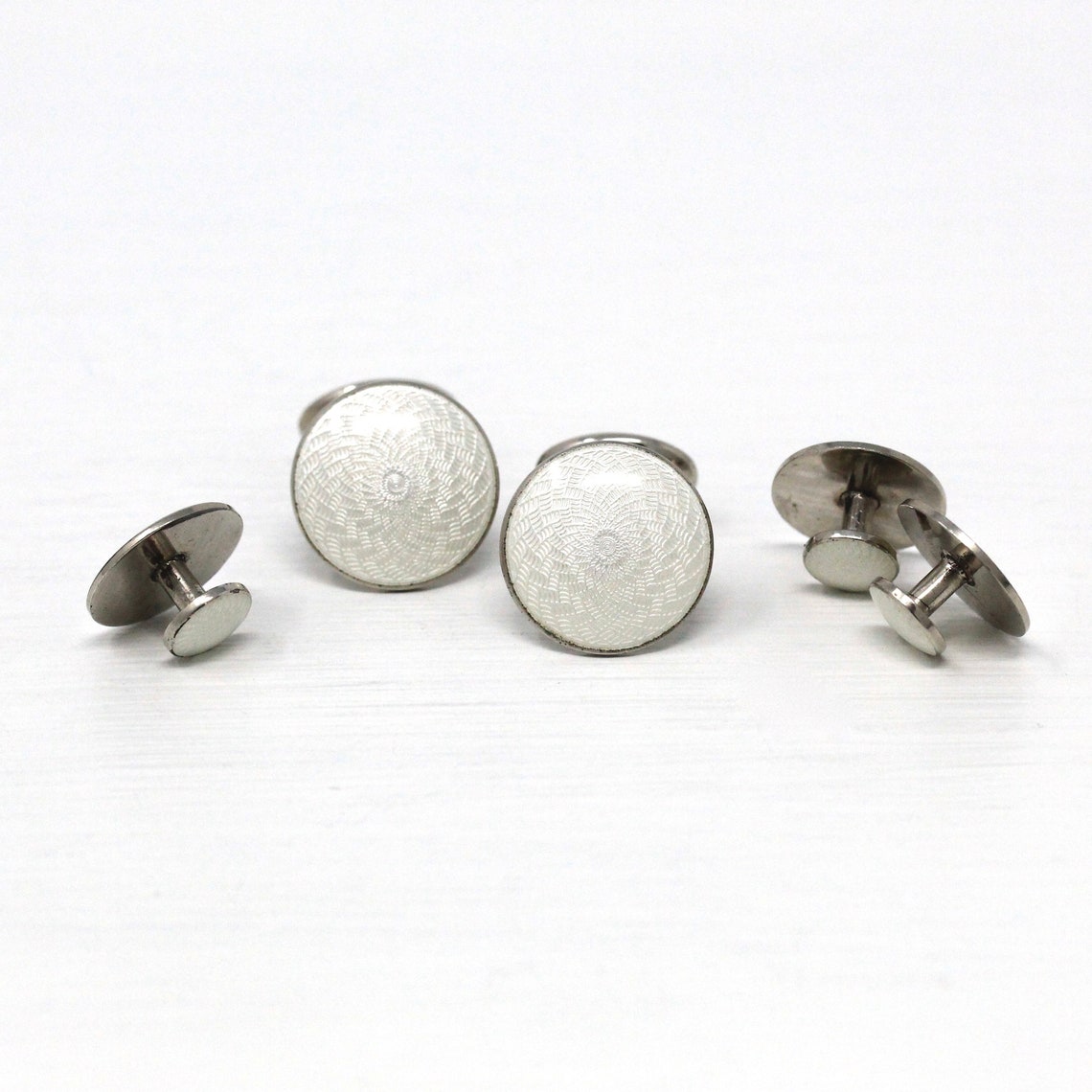 Antique Cufflink & Shirt Stud Set Art Deco Sterling Silver Etsy