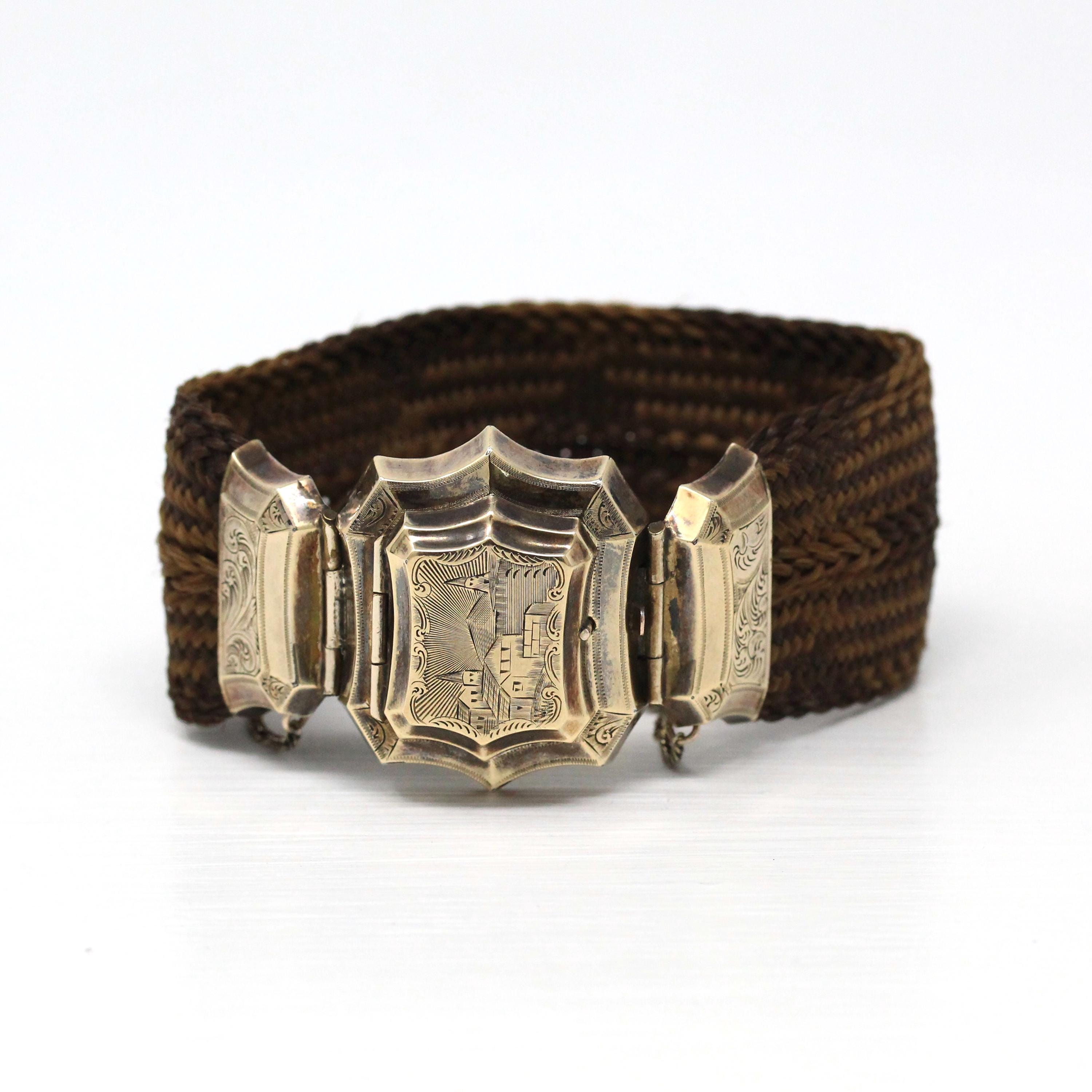 Victorian Hair Bracelet - Antique 10k Gold Woven Photo  display picture 1