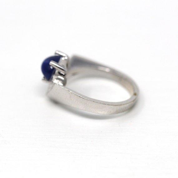 Sale - Created Star Sapphire Ring - Retro 14k Whi… - image 7
