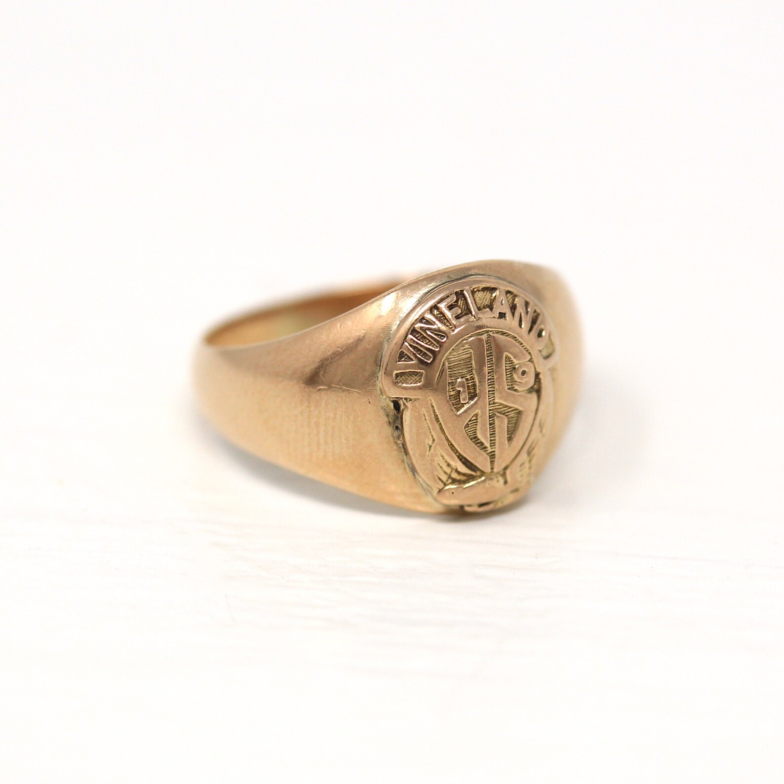 Sale Vintage Class Ring Retro 10k Yellow Gold Vineland Etsy