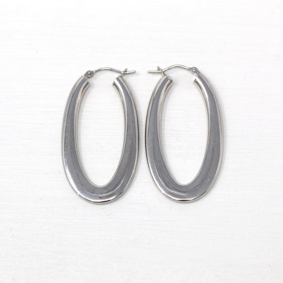 Sale - Modern Hoop Earrings - Estate 14k White Go… - image 5