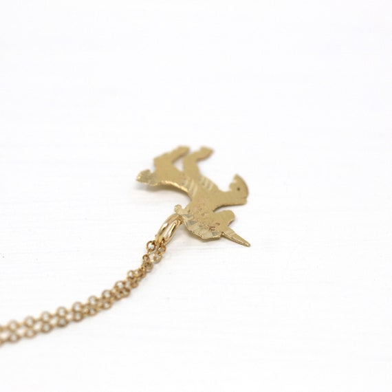 Sale - Estate Unicorn Necklace - Vintage 90s 14k … - image 8