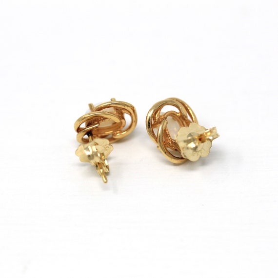 Genuine Opal Earrings - Modern 14k Yellow Gold Ov… - image 5