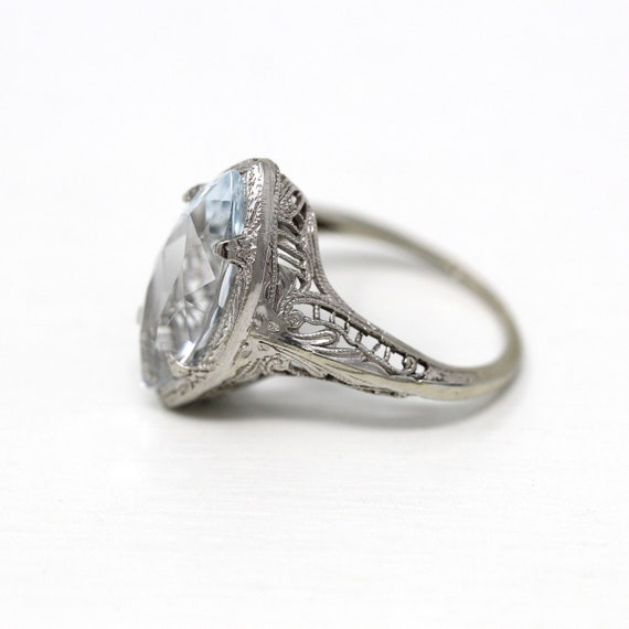 Vintage Aquamarine Ring - Art Deco Era 14k White … - image 5