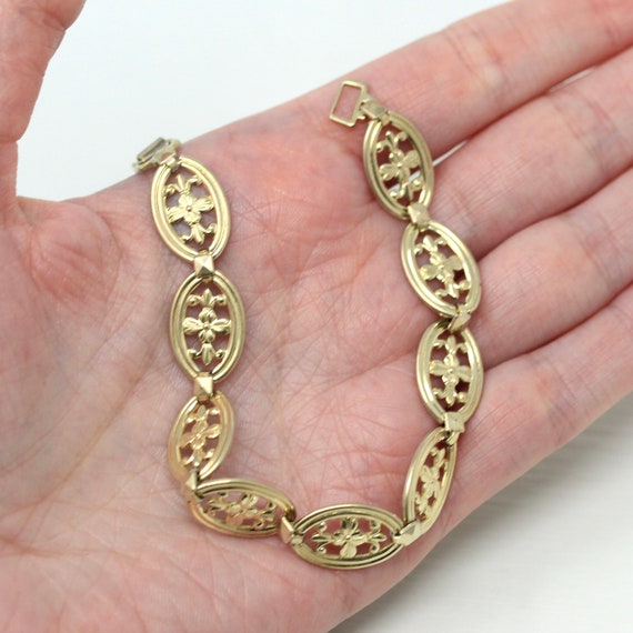 Sale - Vintage Flower Bracelet - Retro 14k Gold F… - image 6