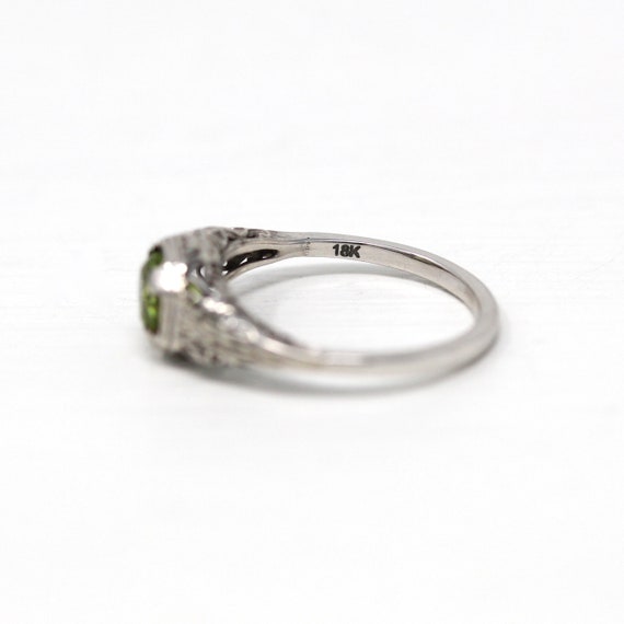 Sale - Genuine Peridot Ring - Art Deco 18k White … - image 9