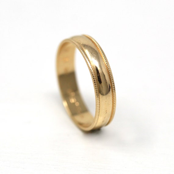 Estate Wedding Band - Modern 14k Yellow Gold Milgr