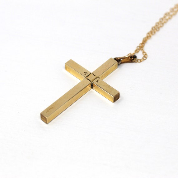 Vintage Cross Necklace - Retro 12k Gold Filled En… - image 7