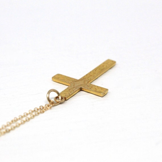 Sale - Vintage Cross Necklace - Mid Century 10k Y… - image 9