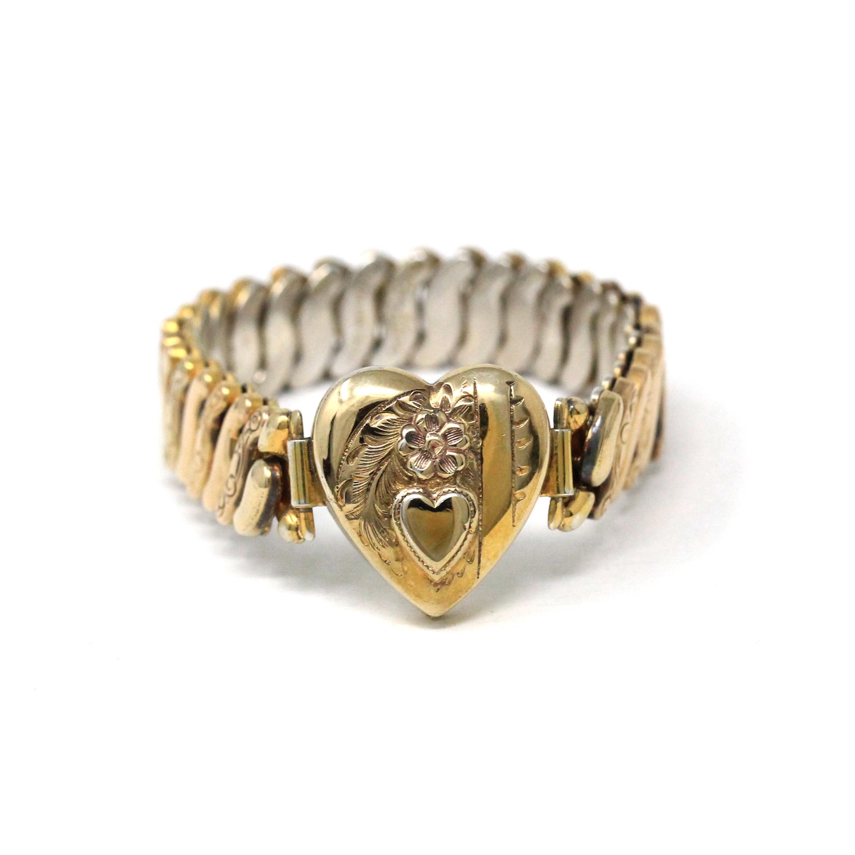 1940s Bracelet - Etsy VTG 30s 40s White Glass Bead Expandable Bracelet Brass Antique Book Piece main image 0