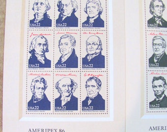 POTUS Ameripex 86 36 Vintage UNUsed US Postage Stamps 22c Presidents of the United States Portrait Save the Date Wedding Postage Philately