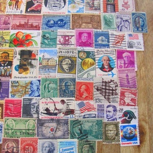 Antiques Roadshow 100 Vintage US Postage Stamps Americana Collage Old Fashioned Philately Civil Rights Revolutionary War Midwest Dustbowl image 5