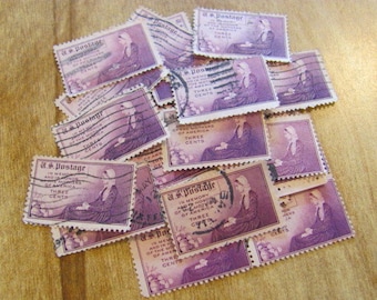 Thanks Mom 30 Vintage US Postage Stamps 1930s Mothers of America Violet Purple Mother's Day Baby Shower Birthday Scrapbooking Mama Philately