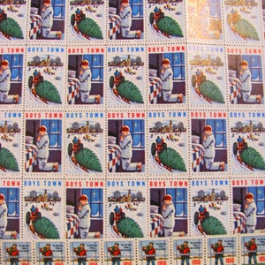 Boys Town 132 Vintage Christmas Seals Mega Mix Holiday Stamps Father Flannagan's Boys Home 1950s 60s Nebraska Midcentury Rockabilly Ephemera image 2