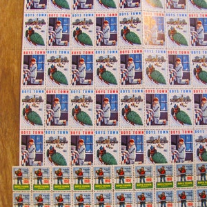 Boys Town 132 Vintage Christmas Seals Mega Mix Holiday Stamps Father Flannagan's Boys Home 1950s 60s Nebraska Midcentury Rockabilly Ephemera image 4