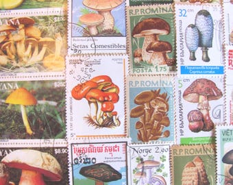 Mushroom Mania 50 Premium Vintage Mycology Postage Stamps Toadstools Morel Fungus Horticulture Fungi Spore Morel Shroom Topical Philately