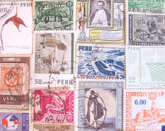 Incan Empire 50 Vintage Peruvian Postage Stamps Republic of Peru South America Andes Lima Latin Love Machu Picchu Inca Worldwide Philately
