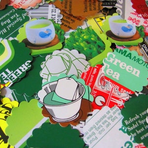 Tea Time Punches 100 Scallop shaped Paper Punches Confetti Abbellizioni Scrapbooking Ephemera Upcycled Tea Bags Tea Boxes Romantic Ceylon