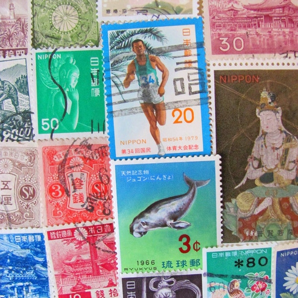 You Only Live Twice 50 Vintage Postage Stamps Japanese State of Japan Ryukyus Nippon Nihon Tokyo Worldwide Philately