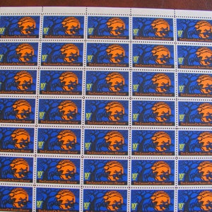 The Legend of Sleepy Hollow Full Sheet of 50 Vintage UNused US Postage Stamps 10c 1974 Headless Horseman Halloween Horror Spooky Goth Orange image 4