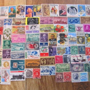 Antiques Roadshow 100 Vintage US Postage Stamps Americana Collage Old Fashioned Philately Civil Rights Revolutionary War Midwest Dustbowl image 3