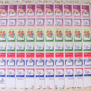 UNused Vintage US Postage Stamps Full Sheet of 60 15cent 1980s National Letter Writing Week Postage Stamps Valentine's Save the Date Wedding image 1