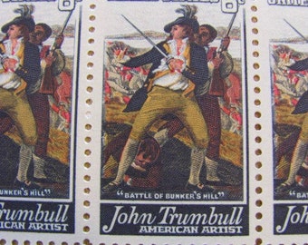 The Battle at Bunker Hill Full Sheet of 50 Vintage UNused US Postage Stamps John Trumbull American Artist Fine Art Painting Revolutionary