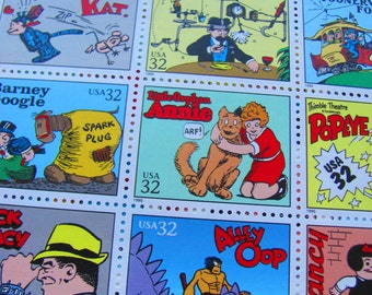 Comic Strip Classics Full Sheet of 20 UNused Vintage US Postage Stamps 32c 1995 Cartoons Love Valentine's Save the Date Wedding Postage