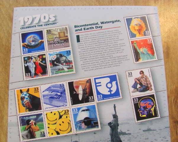 1970s Full Sheet 15 Unused Vintage US Postage Stamps 33-c Celebrate the ...