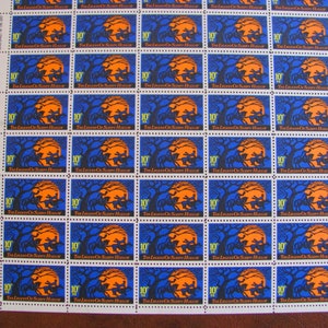 The Legend of Sleepy Hollow Full Sheet of 50 Vintage UNused US Postage Stamps 10c 1974 Headless Horseman Halloween Horror Spooky Goth Orange image 5