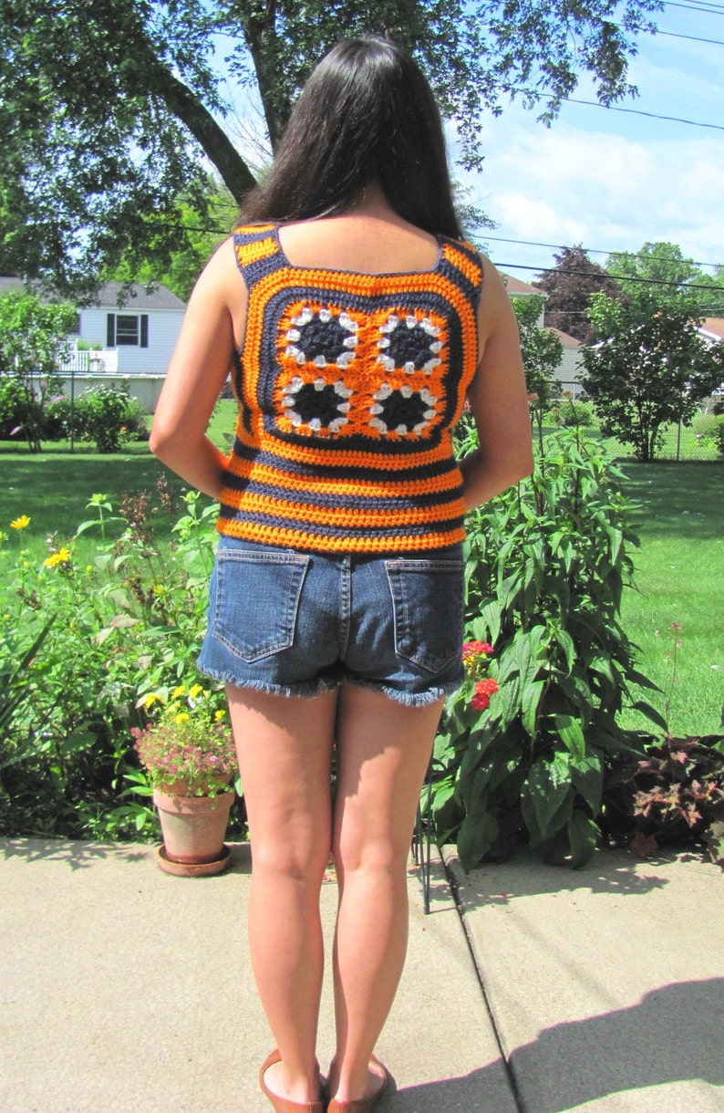 Handmade Crochet Sweater Vest Mod 60s 70s Funky Psychedelic Etsy