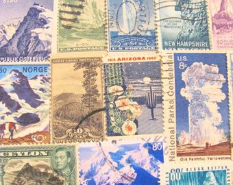 Walk With Nature 50 Breathtaking Landscapes Vintage Postage Stamps Spring Summer Winter Fall Nature Camping Outdoors US Worldwide Philately