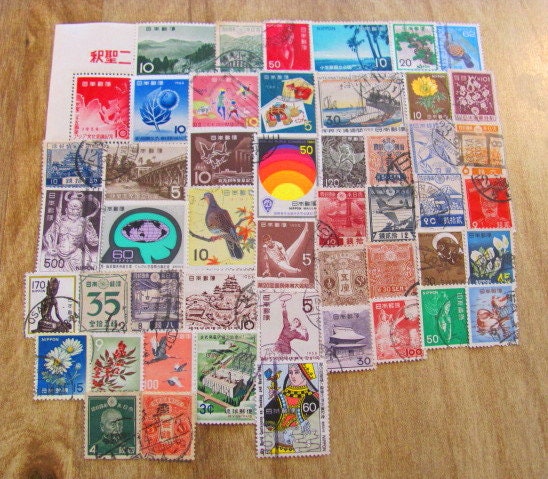 Buy Japan Original Vintage Postage Stamps 1960-62 Female Figure, Parks for  the Collector, Artist or Crafter Online in India 