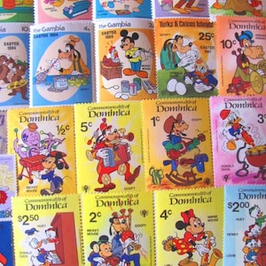 Dibujos animados clásicos 50 sellos postales vintage premium ilustrados Ilustración de animación Cómics de Disney Dibujo infantil Arte Filatelia mundial