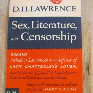 Vintage Paperback Book Sex, Literature, and Censorship D.H. Lawrence Essays Compass Books Colonial Press 1959 Midcentury Love Sex Philosophy