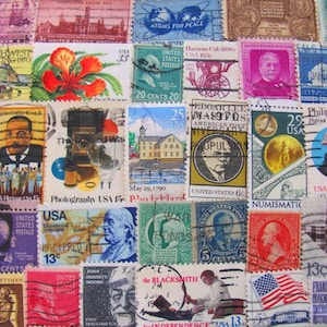 Antiques Roadshow 100 Vintage US Postage Stamps Americana Collage Old Fashioned Philately Civil Rights Revolutionary War Midwest Dustbowl image 2