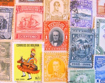 Latin X 50 Vintage Latin American Postage Stamps Hispanic South America Central America Mexico Brasil Peru Venezuela Brazil Steampunk DR