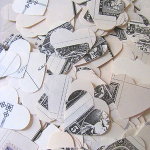 Selo postal vintage, álbum de perfurações, 300 perfuradores de papel em forma de coração, 1930, enfeites de confete, álbum de recortes, coisas efêmeras, história mundial romântica