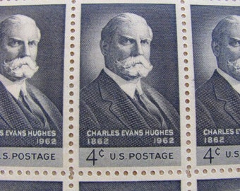 Charles Evans Hughes Full Sheet of 50 UNused Vintage US Postage Stamps 4-c Governor of New York NY Empire State Save Date Wedding Postage