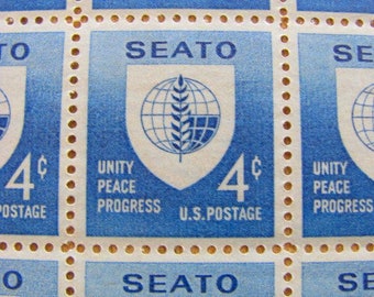 SEATO Full Sheet 70 Vintage UNused US Postage Stamps 4-c North Atlantic Treaty Organization Brussels Belgium Wedding Save the Date Philately