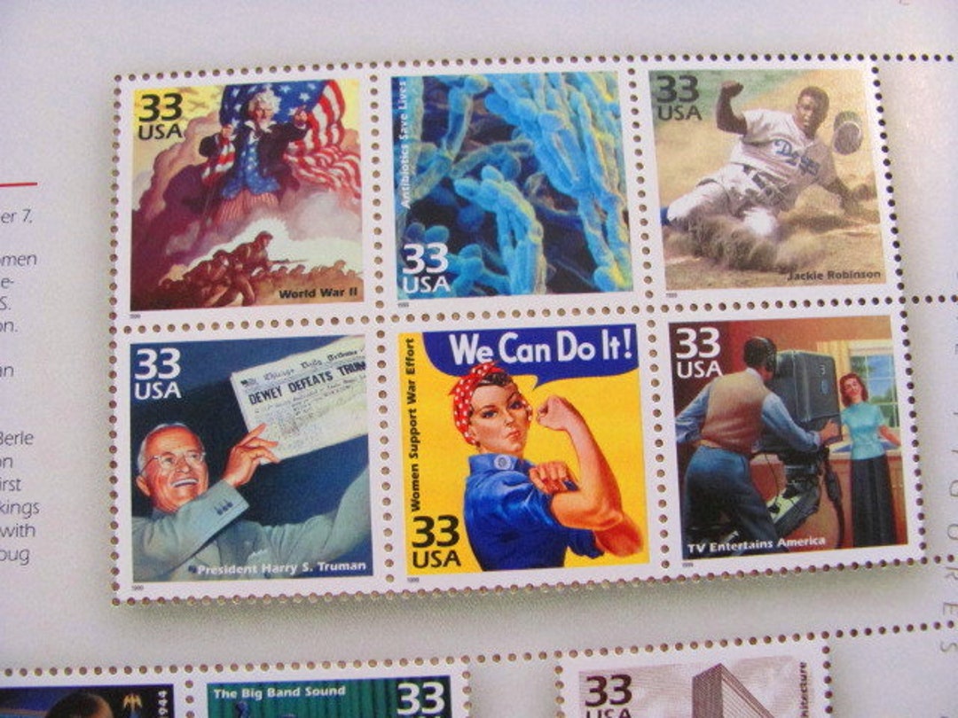 1940s Full Sheet 15 Unused Vintage US Postage Stamps 33-c Celebrate the ...