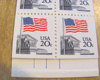Flag Over Supreme Court Booklet of 6 Vintage UNused US Postage Stamps 20-c Justice Lawyer Washington DC District of Columbia Save the Date