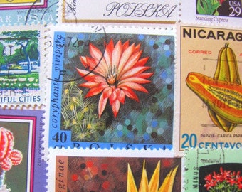 Miniature Botanical Garden 50 Vintage Botanical Postage Stamps Fruit Flower Vegetables Plants Horticulture Vegan Organic Garden Philately 2